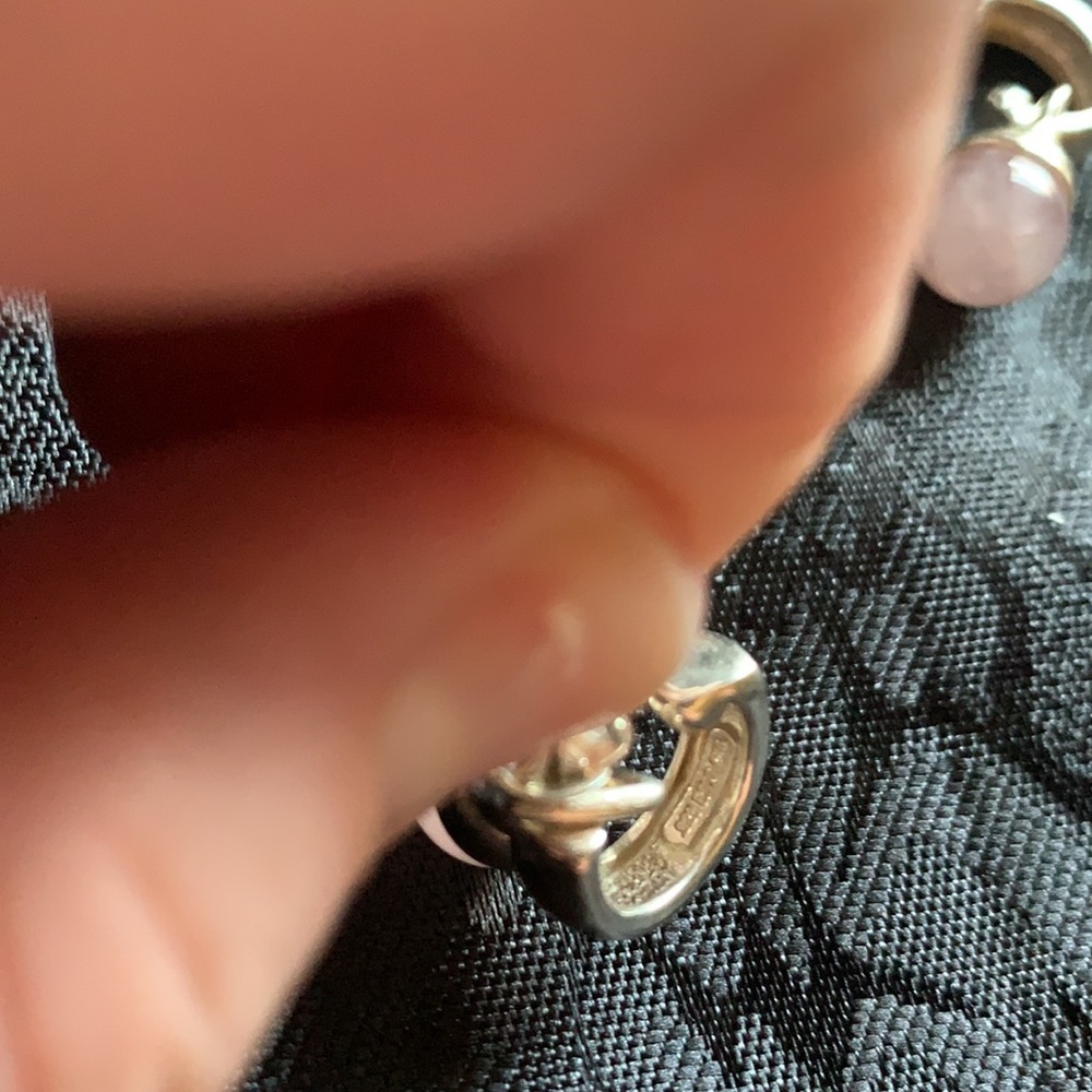 Rose Quartz hoops - Picture 3 of 4